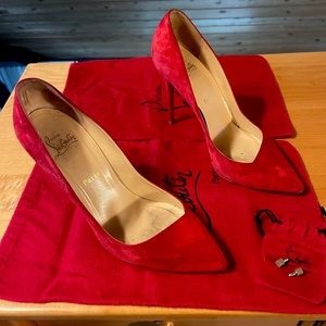 Christian LouBoutin Corneille 100 Veau Velours - red suede size 40